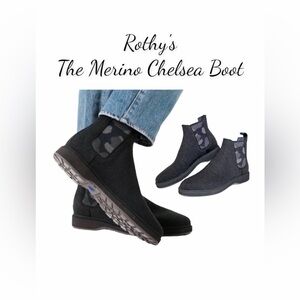 Rothy's Men's The Chelsea Boots Dark Charcoal Camo Size 11.5 Merino Wool Knit